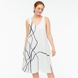 Wynne Layers White Sleeveless Shift Dress Size L Abstract Minimalist Print
